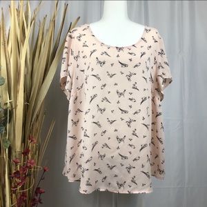 Bird print, scoop neck, bateau sleep top